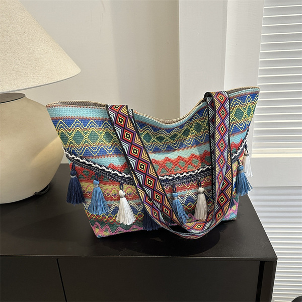 Blue Autumn New Fashion shoulder messenger bag contrast color casual simple tote bag