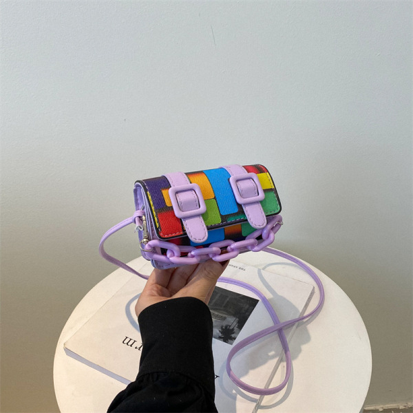 Clutch Bag Contrast Purple Color Women's Small