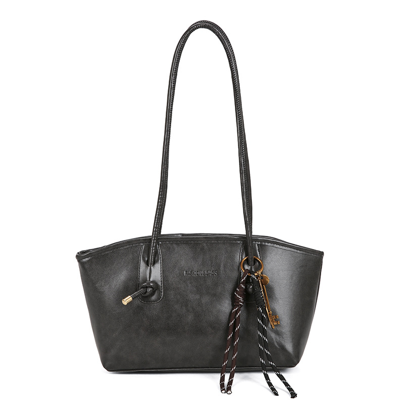 Black Women's PU Leather Shoulder Bag (Left Side) Winter 2025 Y2K Trend Women's Crossbody Bag Women's Handbags and Wallets Retro Tote Bag