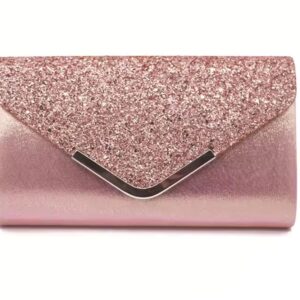 Rose gold glitter envelope clutch purse