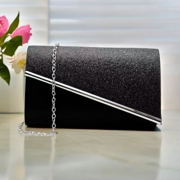 Black glitter envelope clutch evening bag