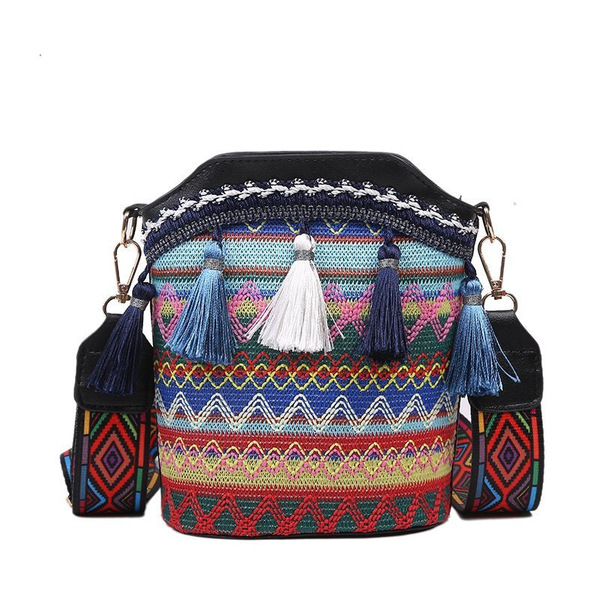 Black Ethnic Style Embroidered Bag Female Internet Celebrity Bucket Cheongsam Bag