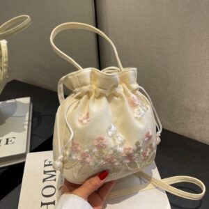 Pink Ethnic Style Embroidered Bag Female Internet Celebrity Bucket Cheongsam Bag (copy)