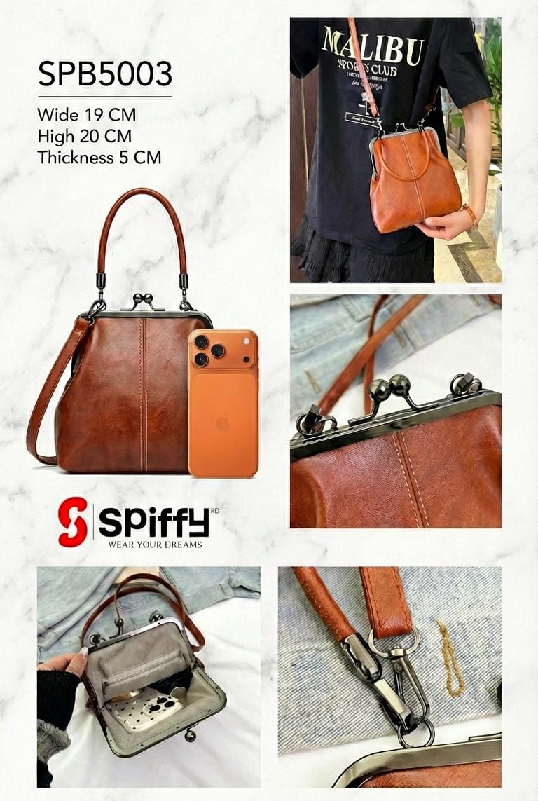 Elegant Kiss Lock Shoulder Bag