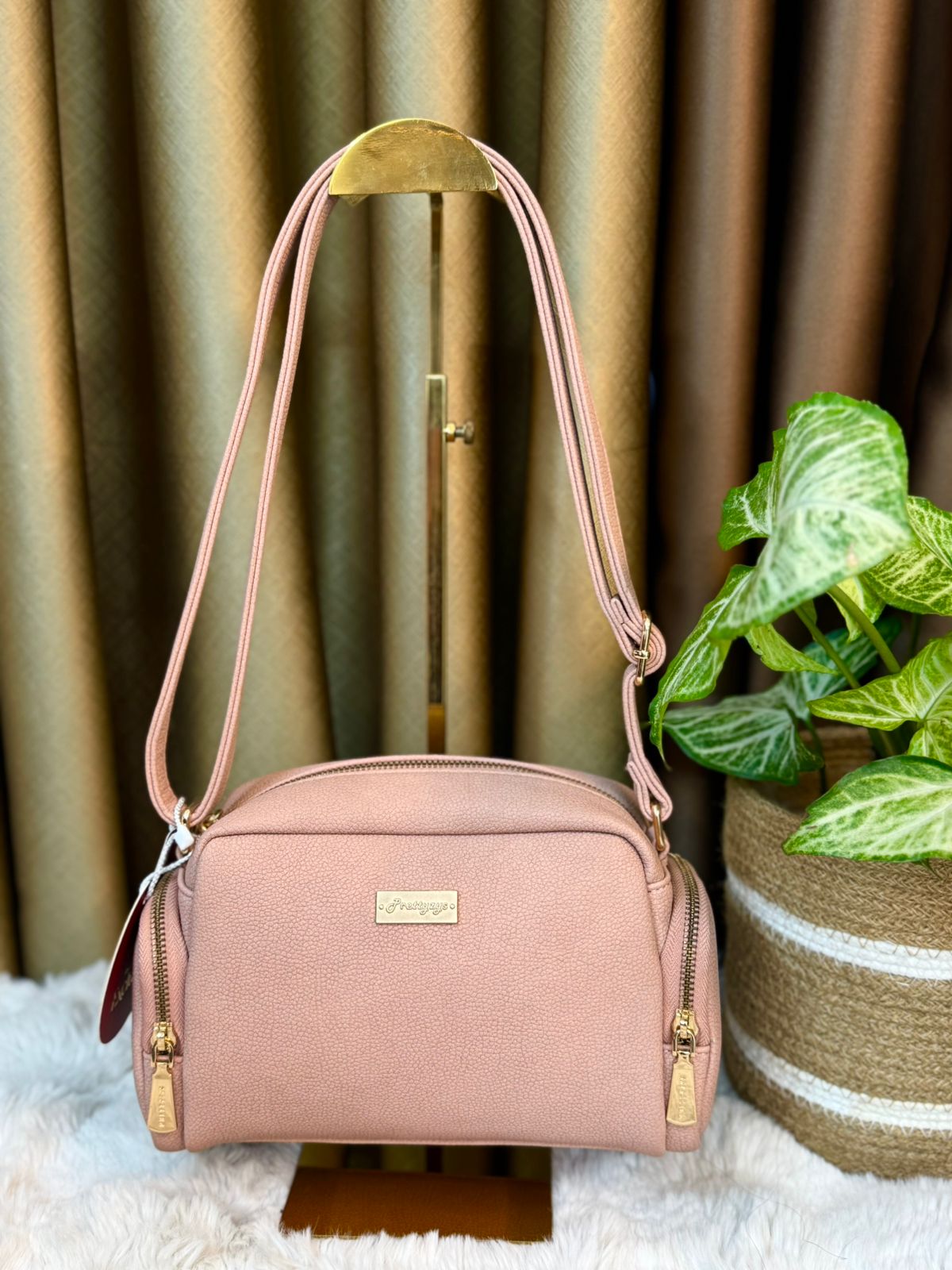 Elegant Baby Pink Crossbody Bag