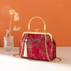 Orange Ethnic Style Embroidered Bag Female Internet Celebrity Bucket Cheongsam Bag