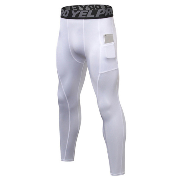 Men’s Quick Dry Compression Sports Tights with Phone Pocket – Gym & Running Leggings Price in Bangladesh Spiffybd White