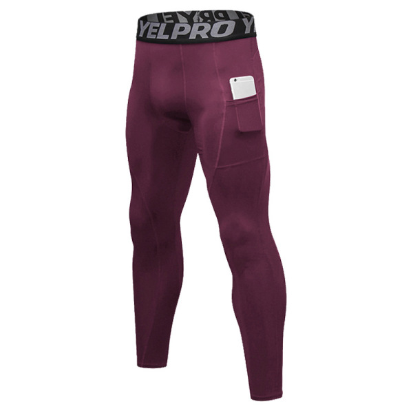 Men’s Quick Dry Compression Sports Tights with Phone Pocket – Gym & Running Leggings Price in Bangladesh Spiffybd Wine Red
