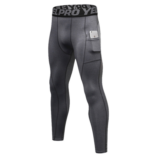 Men’s Quick Dry Compression Sports Tights with Phone Pocket – Gym & Running Leggings Price in Bangladesh Spiffybd gray