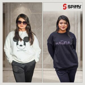 Women Fleece Fabric Dropshoulder Sweatshirt / উইমেন ট্রেন্ডি উইন্টার সোয়েটশার্ট প্রাইস ইন বাংলাদেশ | Spiffy BD